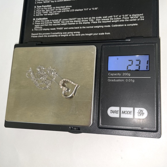 Solid Stamped 14K 585 White Gold Natural Diamond Pendant Necklace - Picture 11 of 12